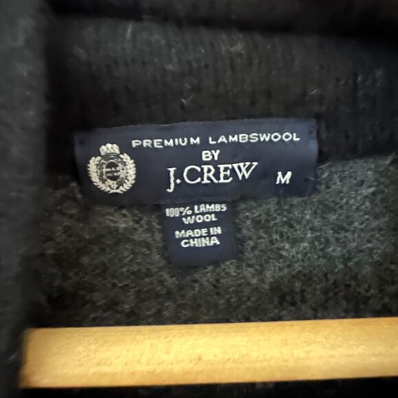 J. Crew Re-imagined Black and Grey Striped 100% Lambs Wool Pullover Sweater M - Picture 7 of 7